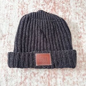 Love Your Melon Knit Beanie Charcoal Gray Cuffed Hat Made in USA Chunky Ribbed